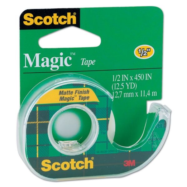 Scotch Magic Tape In Dispenser, 1/2" X 450", Clear