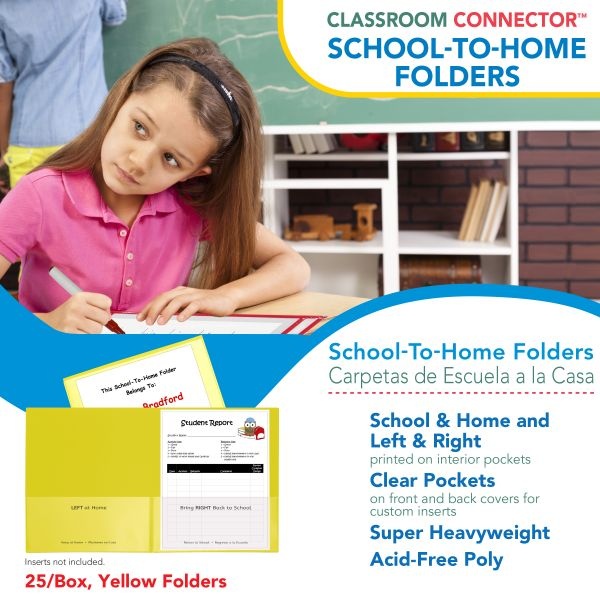 C-Line Classroom Connector Folders, 11 X 8.5, Yellow, 25/Box