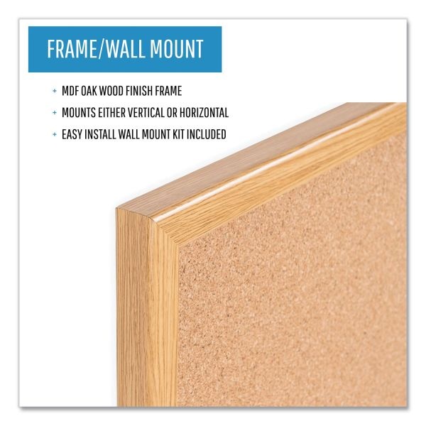 Mastervision Value Cork Bulletin Board With Oak Frame, 24 X 36, Natural Surface, Oak Oak Frame