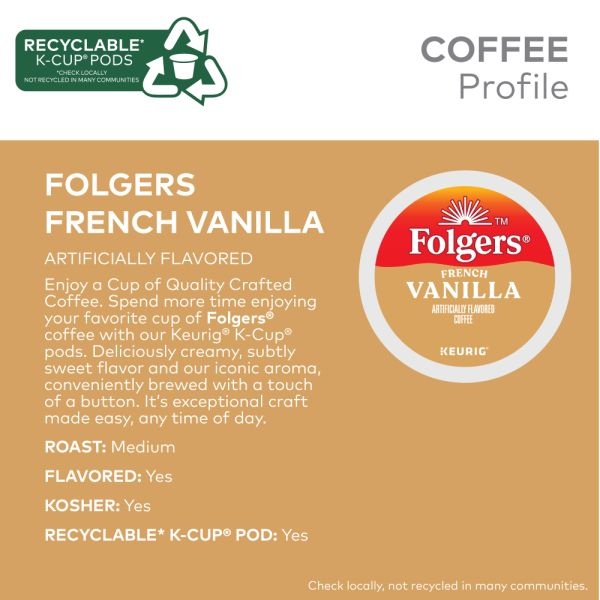 Folgers Coffee K-Cups, Vanilla Biscotti, Medium Roast, 24 K-Cups