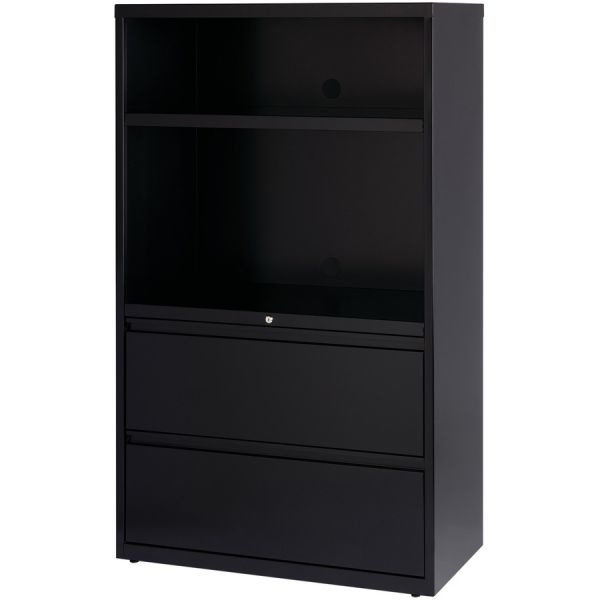 Lorell 2 Drawer Lateral File Cabinet Combo Unit, Letter/Legal/A4, 36" Width, Black