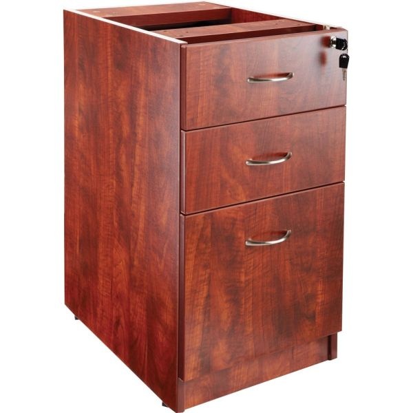 Lorell Essentials 16"W Vertical 3-Drawer Fixed Pedestal File Cabinet For Computer Desk, Cherry