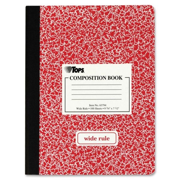 Tops Composition Book, Wide/Legal Rule, Randomly Assorted Marble Cover, (100) 9.75 X 7.5 Sheets