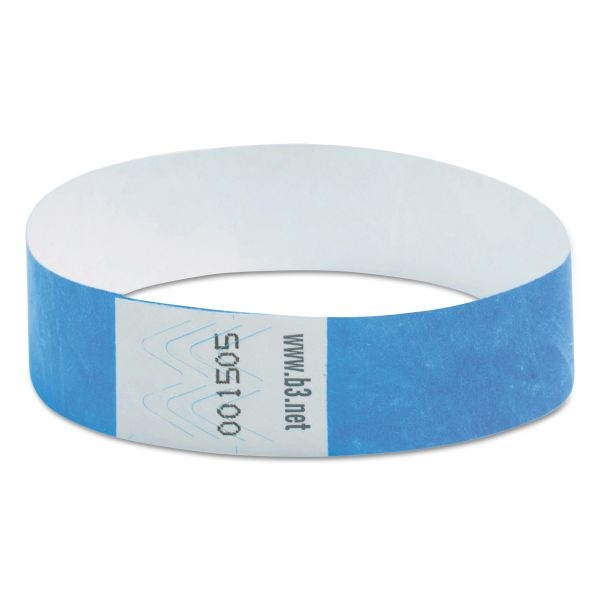 Sicurix Security Wristbands, Sequentially Numbered, 10" X 0.75", Blue, 100/Pack
