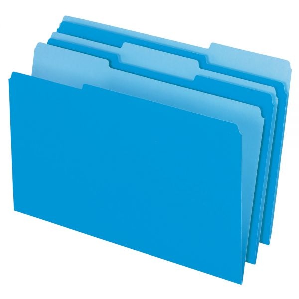 2-Tone File Folders, 1/3 Cut, Legal Size, Blue, Pack Of 100