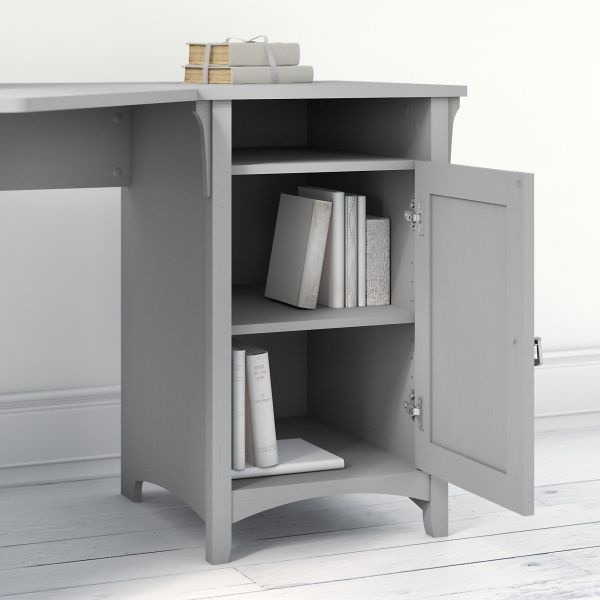 Bush Furniture Salinas 55W Corner Desk With Lateral File Cabinet And 5 Shelf Bookcase In Cape Cod Gray