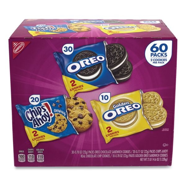 Nabisco Cookie Variety Pack, Assorted Flavors, 0.77 Oz Pack, 60 Packs/Box