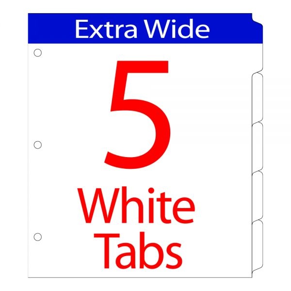 Avery Print & Apply Clear Label Dividers, 5-Tab, White Tab, Letter, 1 Set