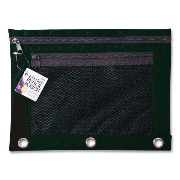 Charles Leonard Two-Pocket Binder Pouch With Mesh Front, 11 X 9, Black, 6/Pack