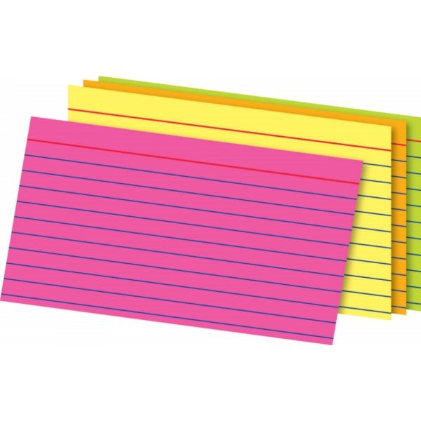 Glow Index Cards, 3" X 5", Assorted Colors, Pack Of 300