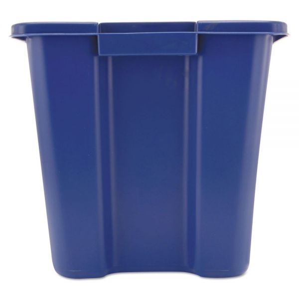 Rubbermaid Commercial Stacking Recycle Bin, Rectangular, Polyethylene, 14Gal, Blue