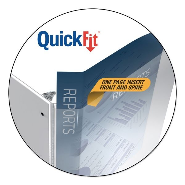 Stride Quickfit 3-Ring View Binder, 3" Capacity, D-Ring, White