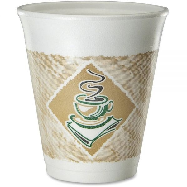 Dart Cafe G Foam Hot/Cold Cups, 8 Oz, Brown/Green/White, 1,000/Carton