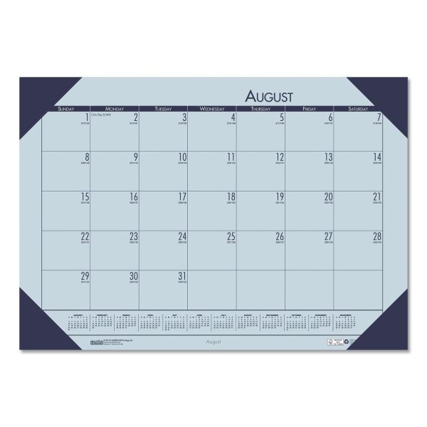 House Of Doolittle Ecotones Recycled Academic Desk Pad Calendar, 18.5 X 13, Orchid Sheets, Cordovan Corners, 12-Month (Aug-July): 2023-2024