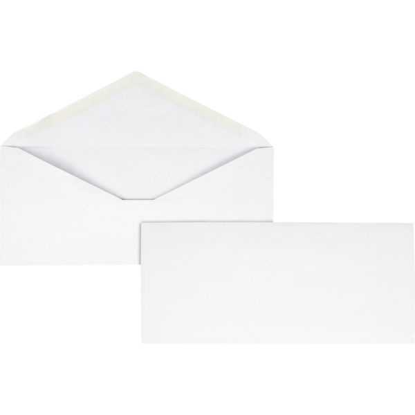 Business Source No. 10 V-Flap Envelopes, 24 Lb, Gummed Flap, Wove, 250 / Box