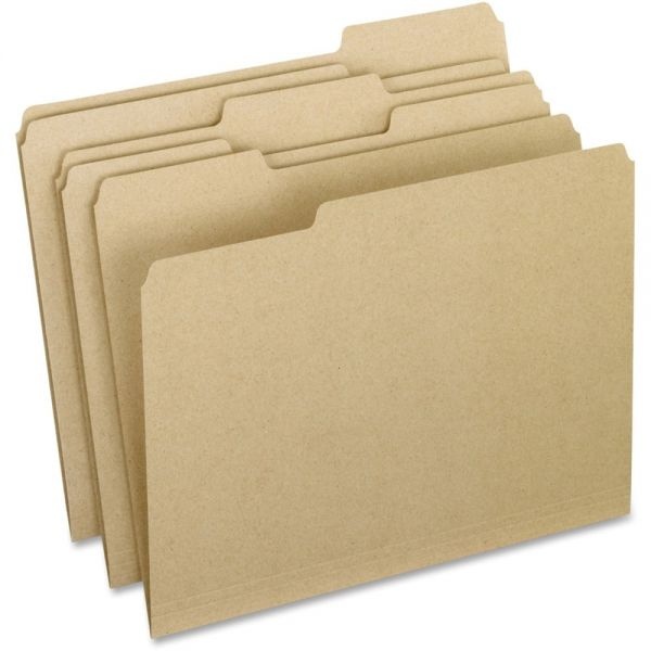 Pendaflex Earthwise By Pendaflex 100% Recycled Colored File Folders, 1/3-Cut Tabs: Assorted, Letter, 0.5" Expansion, Brown, 100/Box
