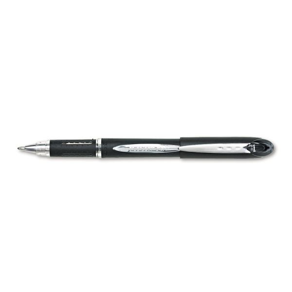 Uniball Jetstream Hybrid Gel Pen, Stick, Fine 0.7 Mm, Black Ink, Black/Silver Barrel
