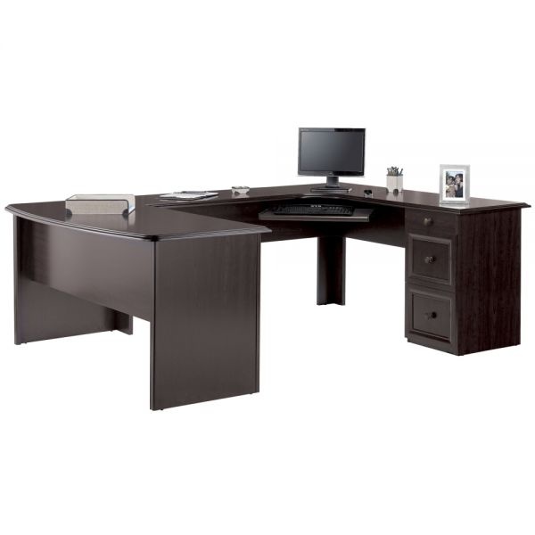 Realspace Broadstreet 65"W U-Shaped Executive Desk, Walnut