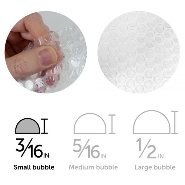 Small Bubble Cushioning, 3/16" Thick, Clear, 12" X 220', Box Of 2 Rolls