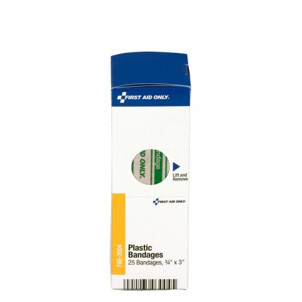 First Aid Only Smartcompliance Plastic Bandages, 0.75 X 3, 25/Box