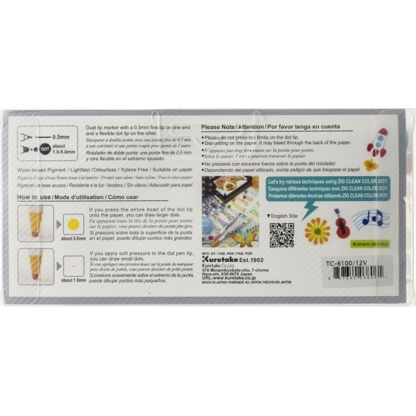 Kuretake Zig Clean Color Dot Dual-Tip Markers 12/Pkg