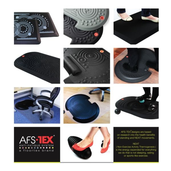 Floortex Afs-Tex 2000 Active Anti-Fatigue Mat, 20" X 32", Midnight Black