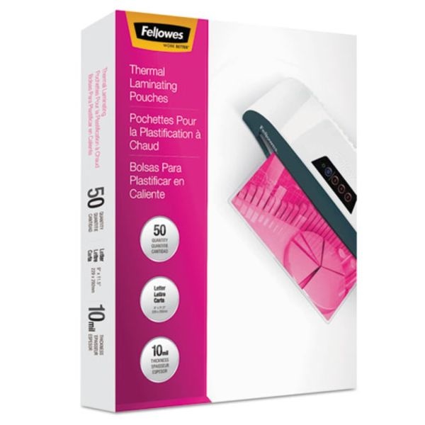 Fellowes Thermal Laminating Pouches, Glossy, 9" X 11.5", 10 Mil, Clear, Pack Of 50