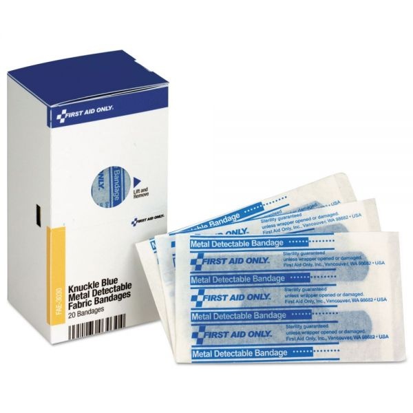 First Aid Only Smartcompliance Blue Metal Detectable Bandages, Knuckle ...