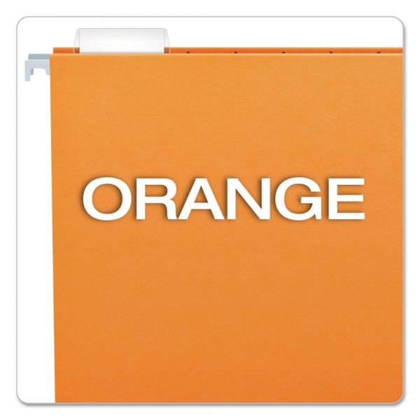 Pendaflex Colored Hanging Folders, Letter Size, 1/5-Cut Tabs, Orange, 25/Box