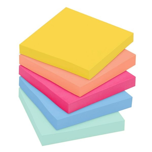 Post-It Super Sticky Notes, 3 In X 3 In, 12 Pads, 90 Sheets/Pad, 2X The Sticking Power, Summer Joy Collection