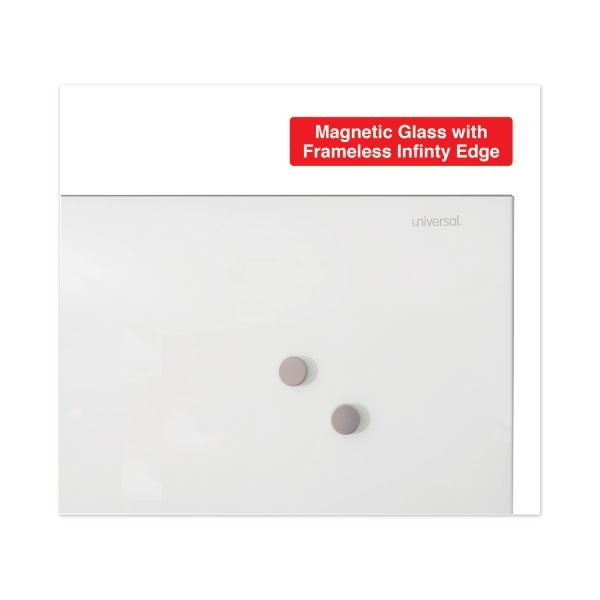 Universal Frameless Magnetic Glass Marker Board, 36 X 24, White Surface