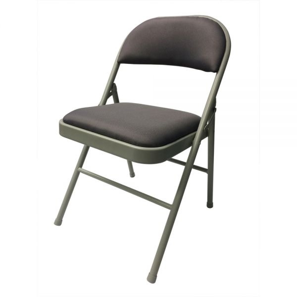 Realspace Upholstered Padded Folding Chair, Gray