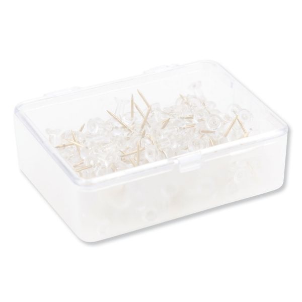 U Brands Signature Push Pins, Clear Head With Gold Prong, 100 Count