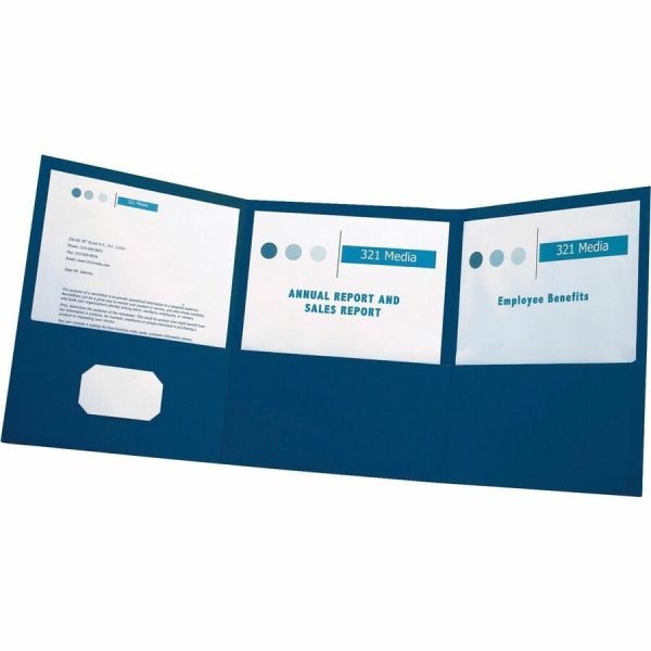 Oxford Tri-Fold Executive Pocket Folders, Letter Size, Blue, Pack Of 20