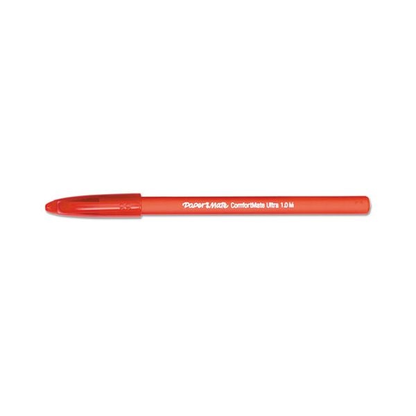 Paper Mate Comfortmate Ultra Ballpoint Pen, Stick, Medium 1 Mm, Red Ink, Red Barrel, Dozen