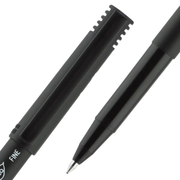 Uniball Onyx Roller Ball Pen, Stick, Fine 0.7 Mm, Black Ink, Black Barrel, 72/Pack