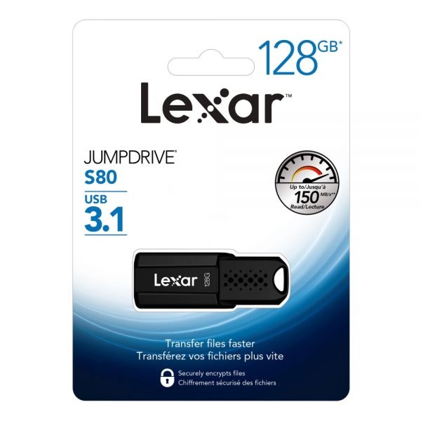 Lexar Jumpdrive S80 Usb 3.1 Flash Drive, 128Gb, Black, Ljds80-128Bnbnu