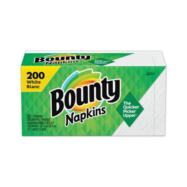 Bounty Quilted Napkins, 1-Ply, 12 1/10 X 12, White, 200/Pack, 8 Pack/Carton