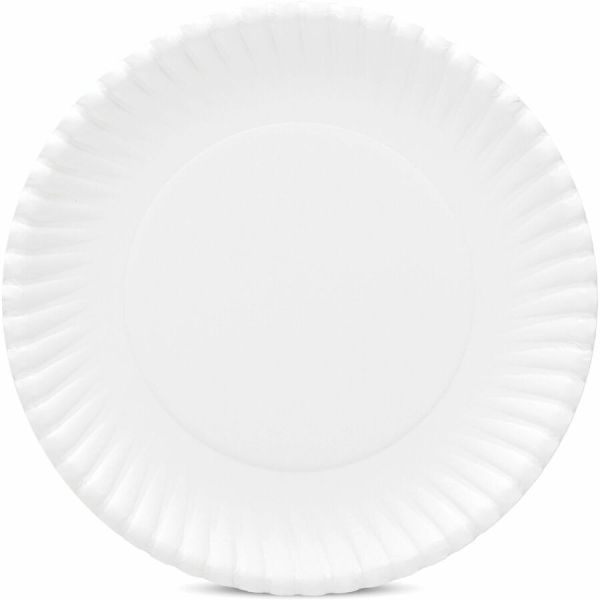 Ajm Packaging Corporation Gold Label Coated Paper Plates, White, Pack Of 120 Plates