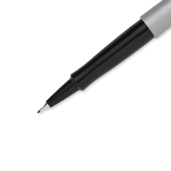 Paper Mate Flair Felt-Tip Pens, Ultra Fine Point, 0.4 Mm, Gray Barrel, Assorted Ink, Pack Of 16