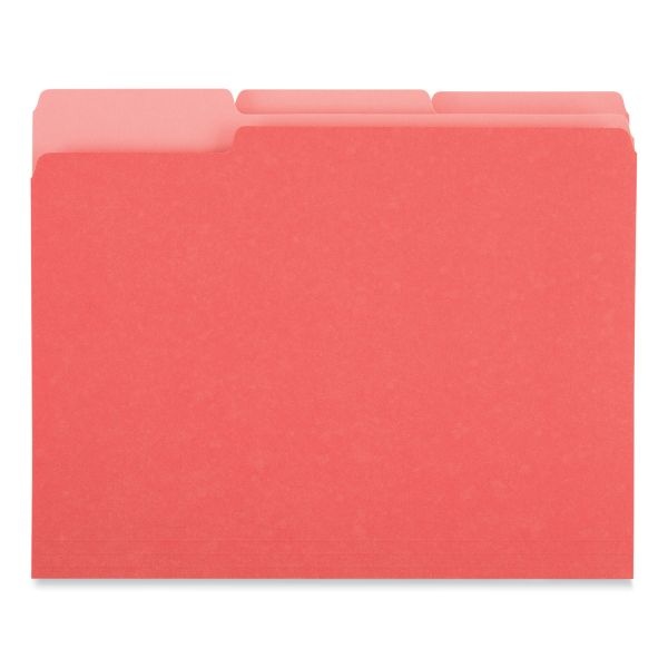 Universal Interior File Folders, 1/3-Cut Tabs: Assorted, Letter Size, 11-Pt Stock, Red, 100/Box