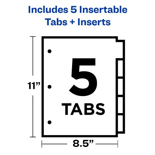 Avery Big Tab Insertable Dividers, Copper Reinforced, Buff/Clear, 8 1/2" X 11", 5-Tab