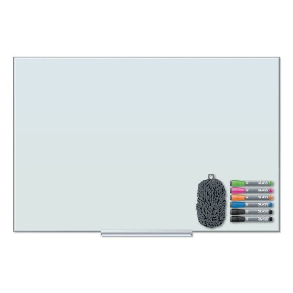 U Brands Floating Glass Dry Erase Board, 36 X 24, White