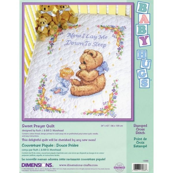 Dimensions Baby Hugs Sweet Prayer Quilt Stamped Cross Stitch Kit