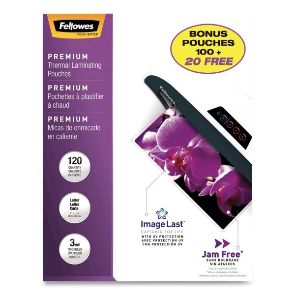 Fellowes Imagelast Laminating Pouches With Uv Protection, 3 Mil, 9" X 11.5", Clear, 120/Pack