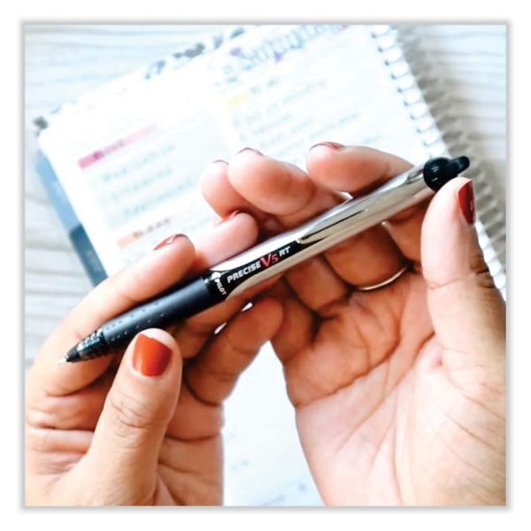 Pilot Precise V5rt Roller Ball Pen, Retractable, Extra-Fine 0.5 Mm, Black Ink, Black Barrel, 30/Pack
