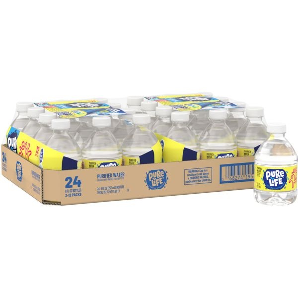 Nestle Pure Life Purified Bottled Water, 8 Oz, 24 Bottles Per Case