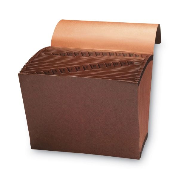 Smead Tuff Expanding File With Flap & Elastic Cord, 31 Pockets, 1-31, 12" X 10" Letter Size, 30% Recycled, Brown