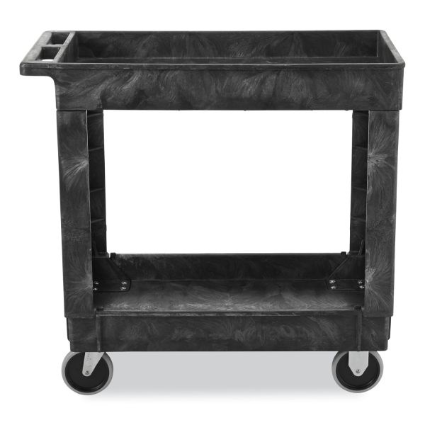 Rubbermaid 2 Shelf ServiceUtility Cart 31 14 H x 16 W x 34 D Black