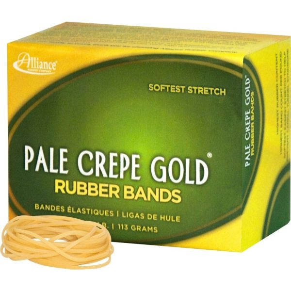 Alliance Rubber Pale Crepe Gold Rubber Bands In 1/4-Lb Box, #16, 2 1/2" X 1/16", Box Of 669